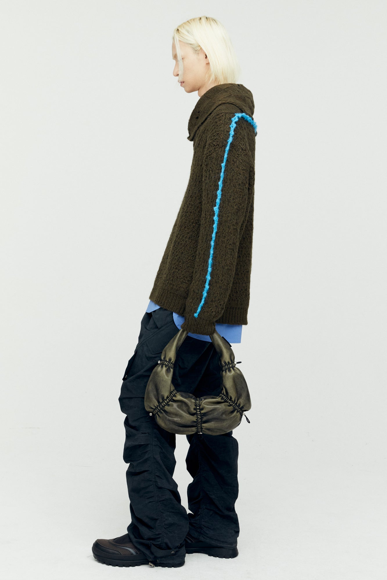 Andersson Bell - Arelin Shawl Layered Sweater (Khaki) product image 4 | TRAB K-Fashion Australia