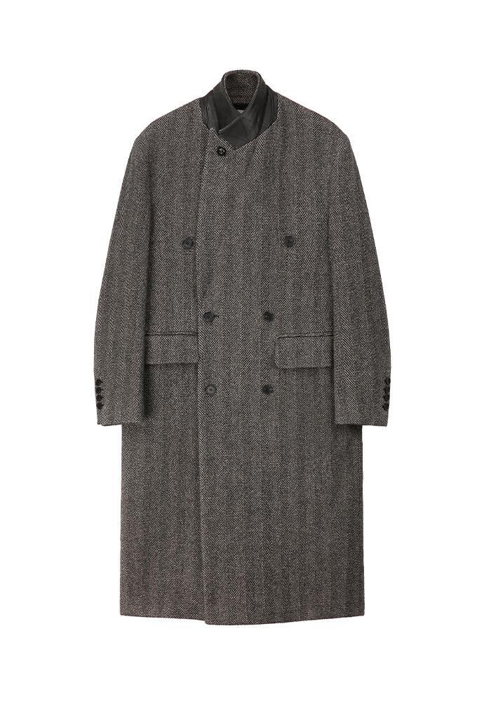 Art if acts - Leather Collar Double-Breasted Coat (Taupe) product image 8 | TRAB K-Fashion Australia