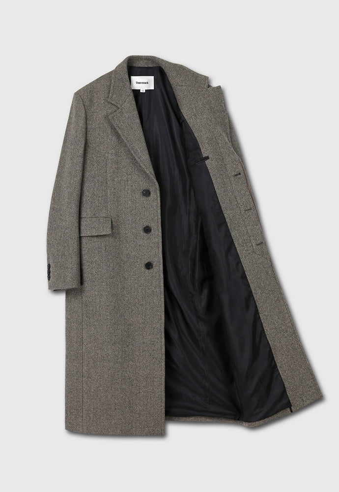 Tonywack - Herringbone Wool Tailored Single Coat (Beige/Grey) product image 10 | TRAB K-Fashion Australia