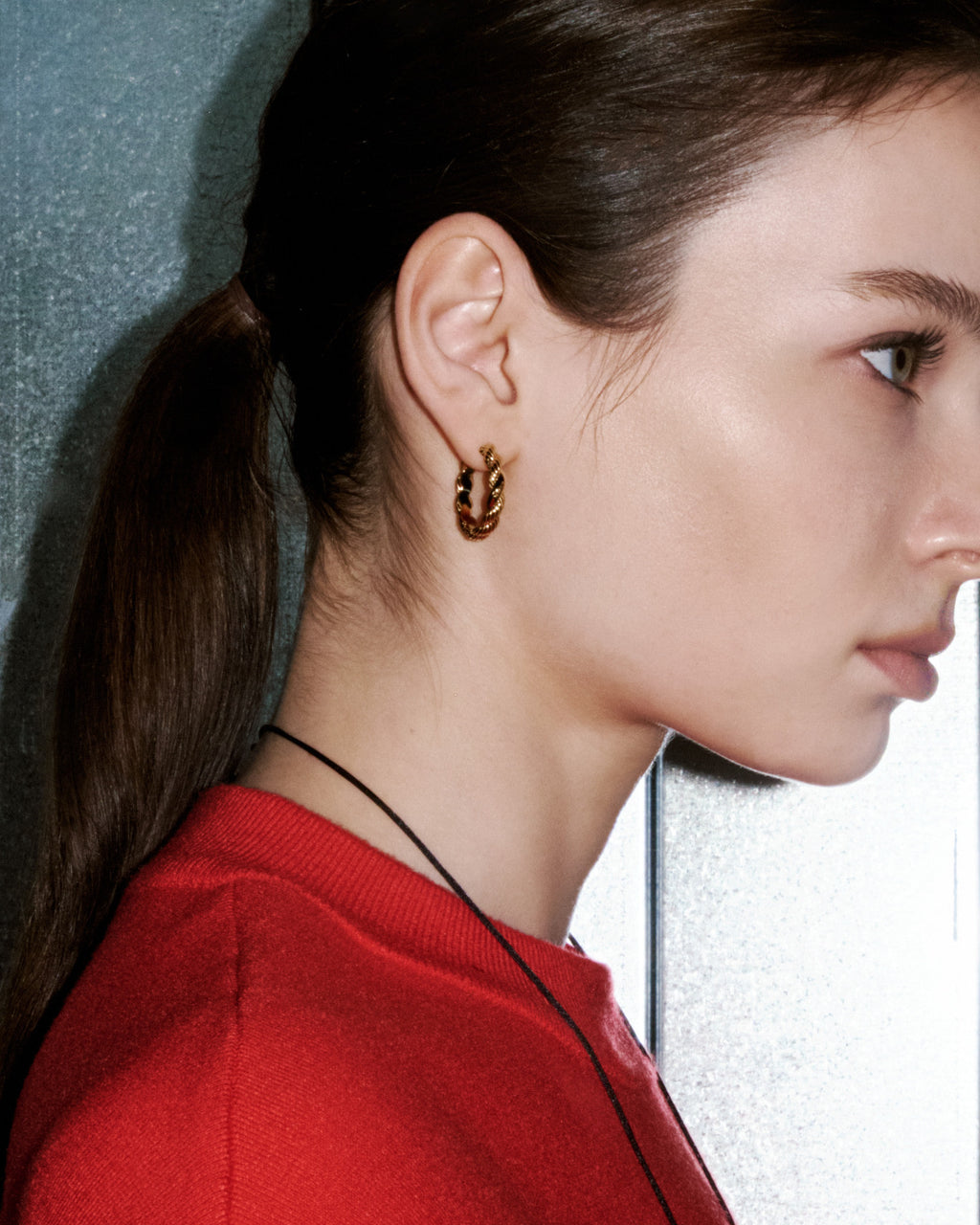 Numbering - Rope Texture Hoop Earrings #6104 product image 3 | TRAB K-Fashion Australia