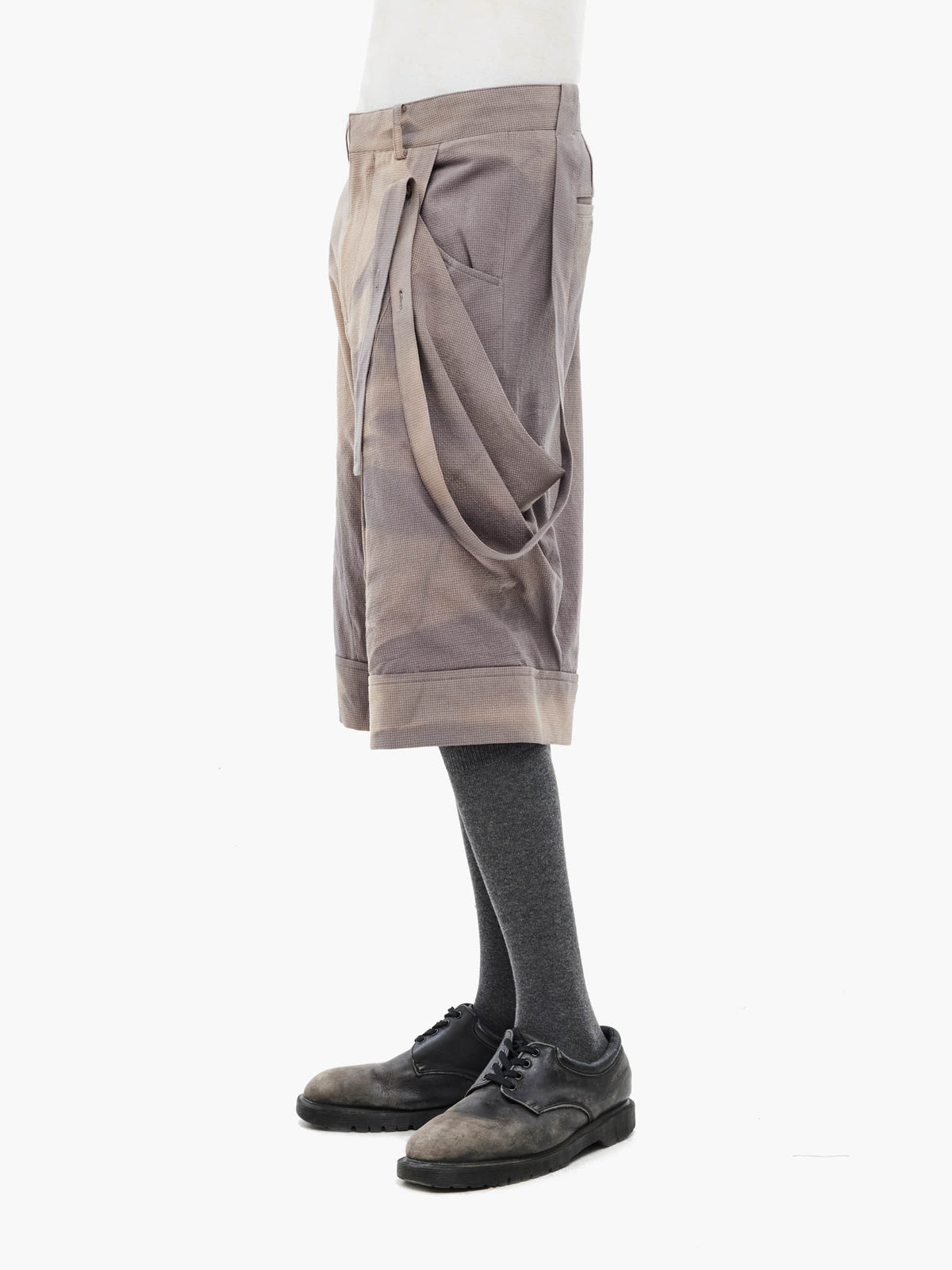 Jiyong Kim - Sun-Bleached Layered Strap Half Trousers (Grey) product image 5 | TRAB K-Fashion Australia