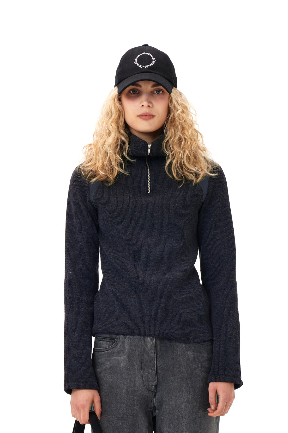 Matin Kim - High Neck Raglan Zip T-shirts (Navy) product image 5 | TRAB K-Fashion Australia