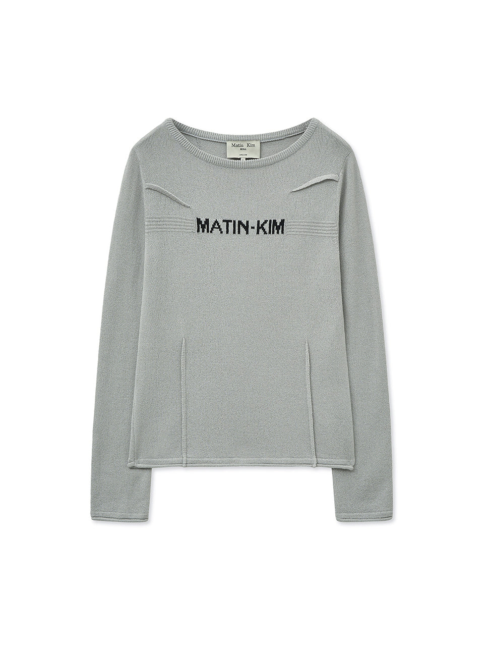 Matin Kim - Glitter Slim Logo Knit Top (Light Grey) product image 1 | TRAB K-Fashion Australia