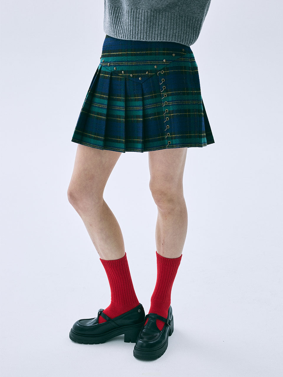 Mardi Mercredi - Pleats Mini Skirt Stud (Green) product image 1 | TRAB K-Fashion Australia