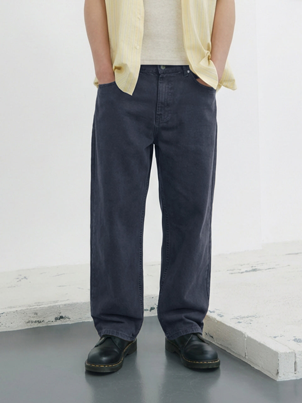 Kijun - Garment Dyed Classic Pants (Navy) product image 1 | TRAB K-Fashion Australia