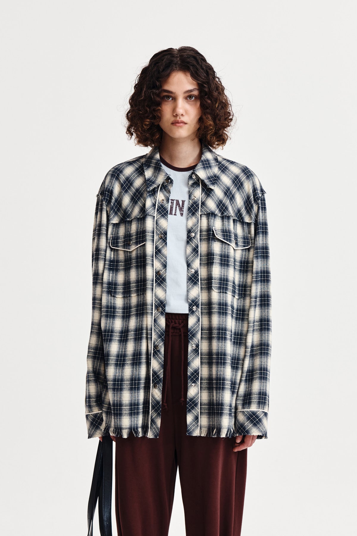 Matin Kim - Check Flannel Pocket Shirt (Navy) product image 10 | TRAB K-Fashion Australia