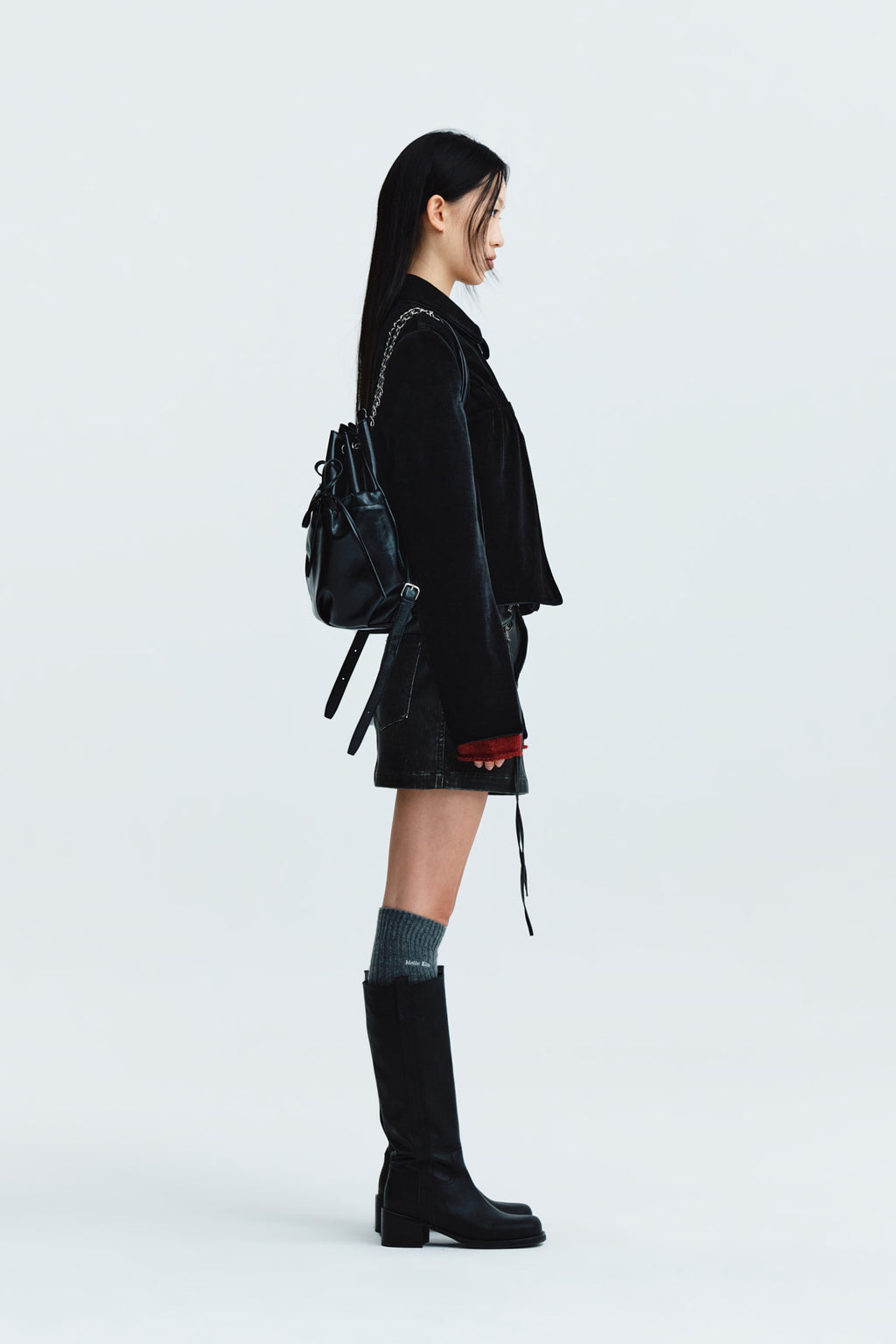 Matin Kim - Velvet Double Crop Jacket (Black) product image 7 | TRAB K-Fashion Australia