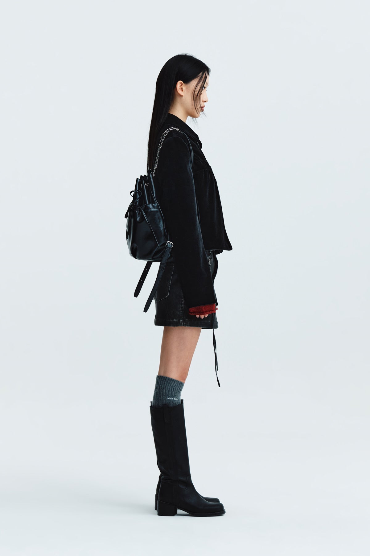 Matin Kim - Velvet Double Crop Jacket (Black) product image 7 | TRAB K-Fashion Australia