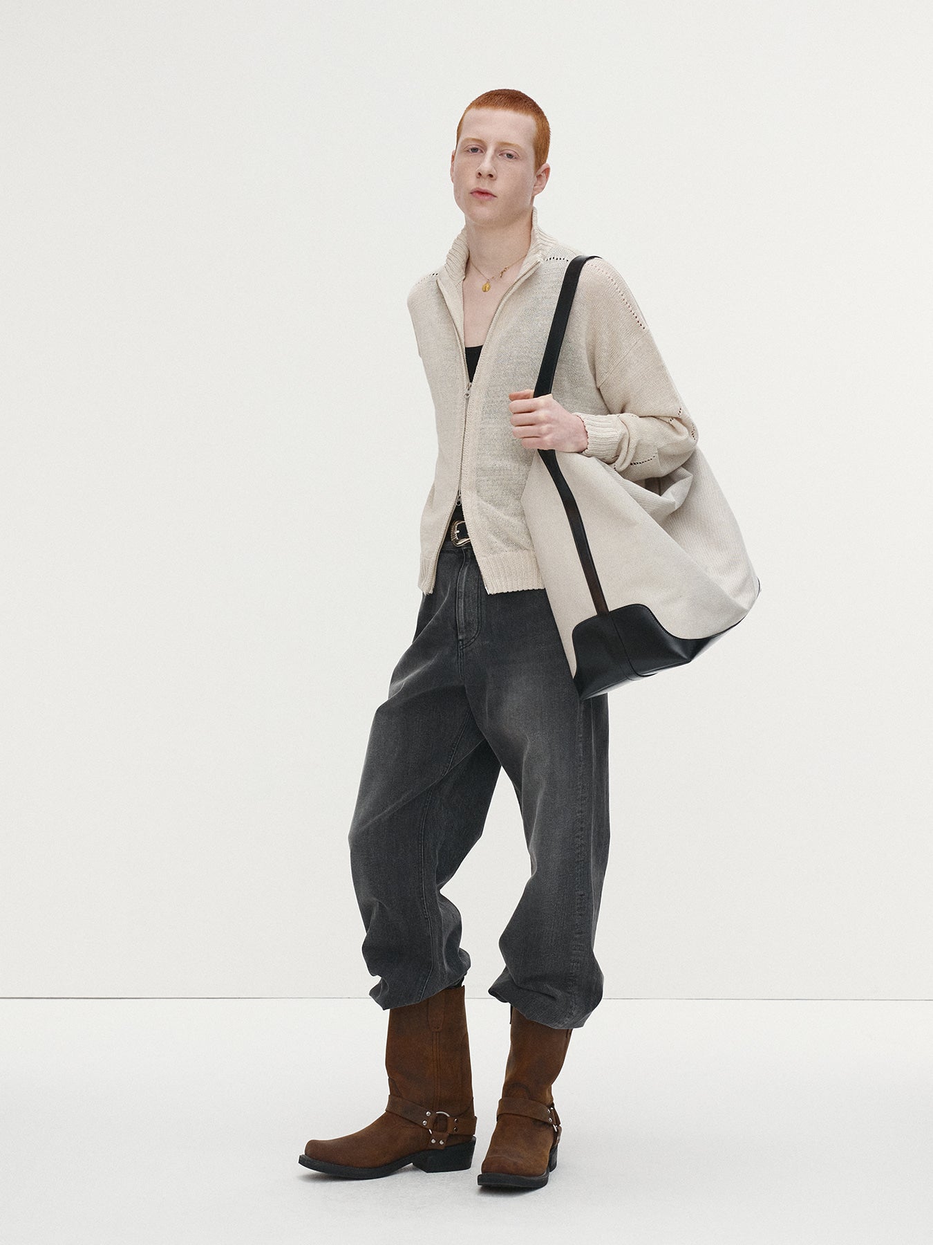 Tonywack - Linen Full Zip Knitted Jumper (Ivory) product image 2 | TRAB K-Fashion Australia