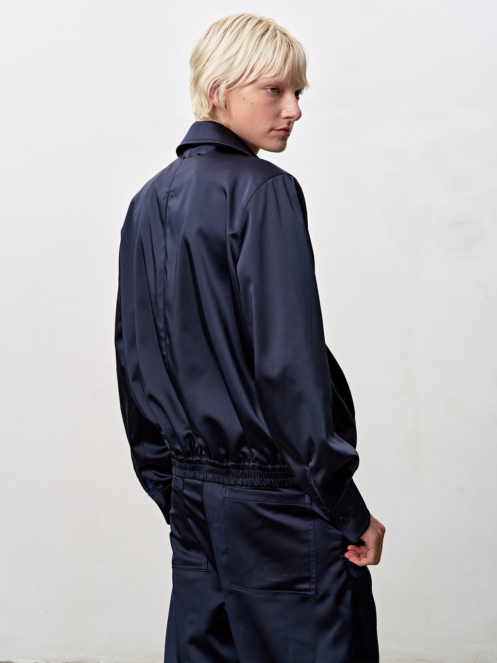 Tonywack - Silky Zippered Blouson Jacket (Navy) product image 9 | TRAB K-Fashion Australia