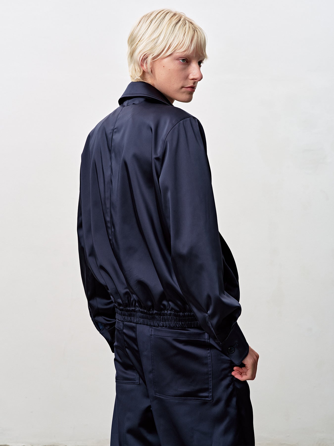 Tonywack - Silky Zippered Blouson Jacket (Navy) product image 9 | TRAB K-Fashion Australia