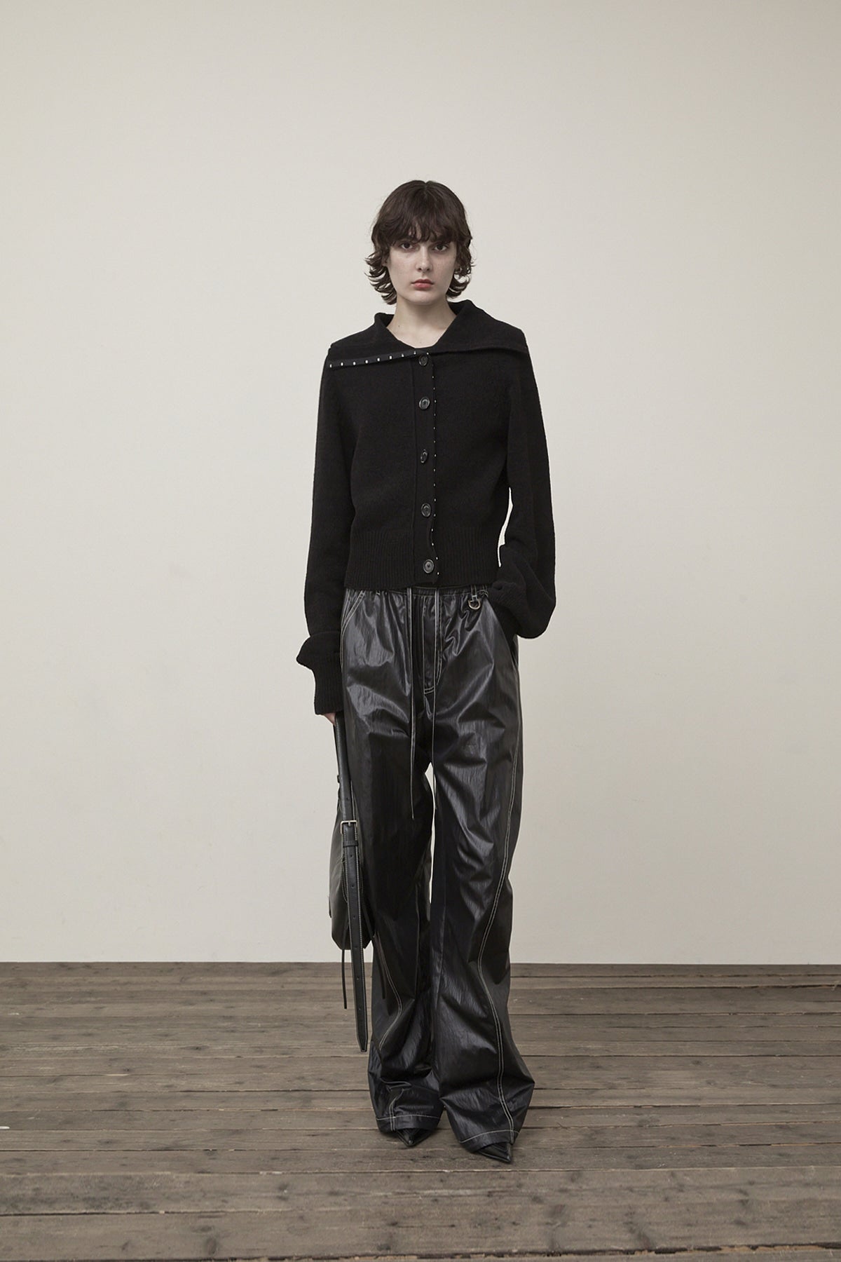 Matin Kim - Glossy Banding Track Pants (Black) product image 10 | TRAB K-Fashion Australia