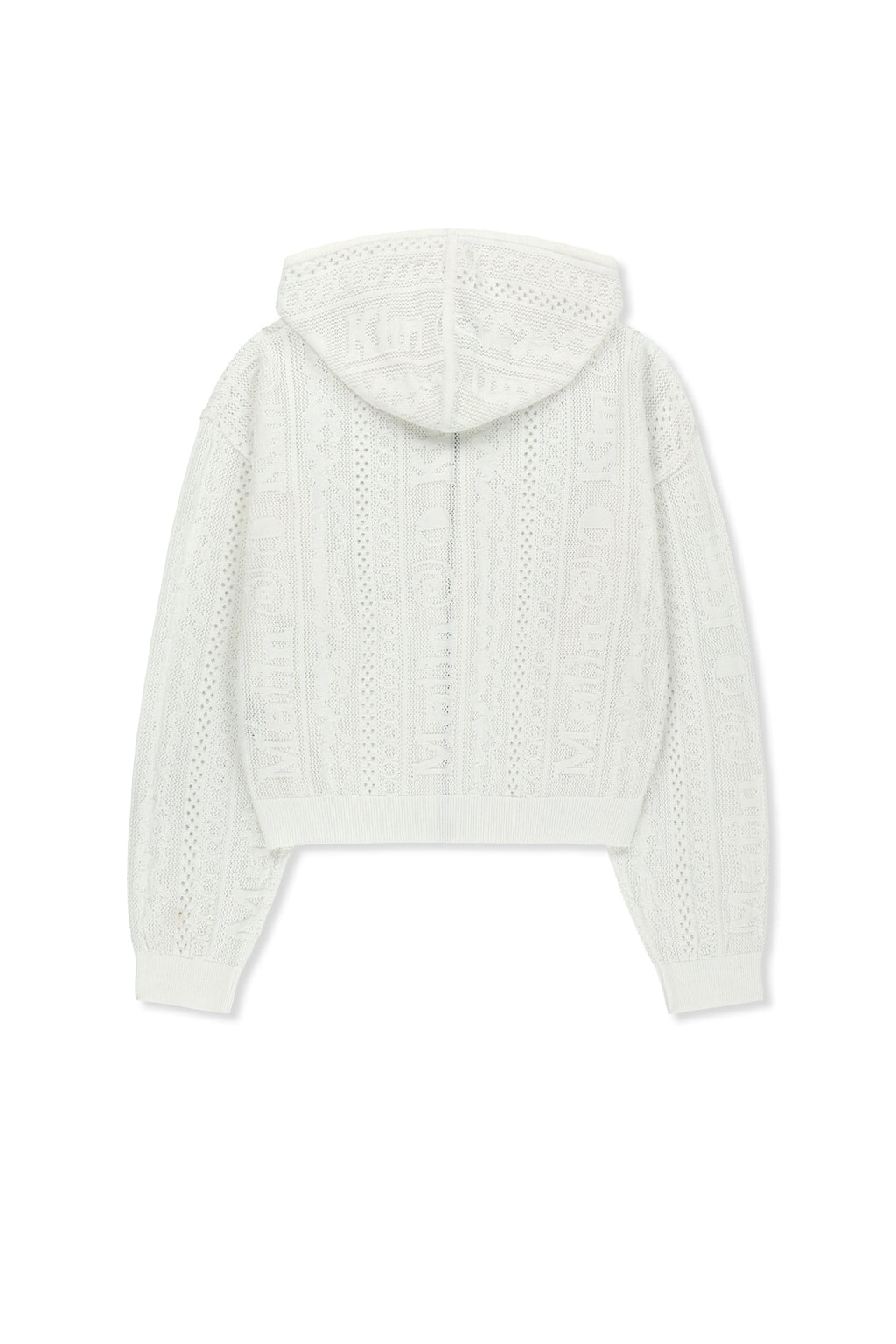 Matin Kim - Mesh Logo Knit Hoody Zip Up (White) product image 2 | TRAB K-Fashion Australia