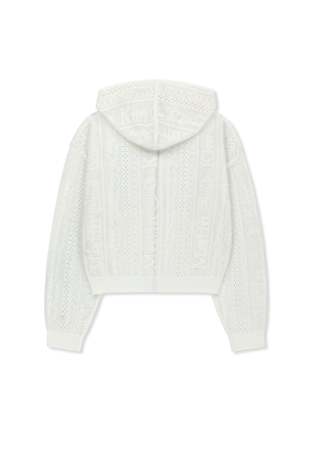 Matin Kim - Mesh Logo Knit Hoody Zip Up (White) product image 2 | TRAB K-Fashion Australia