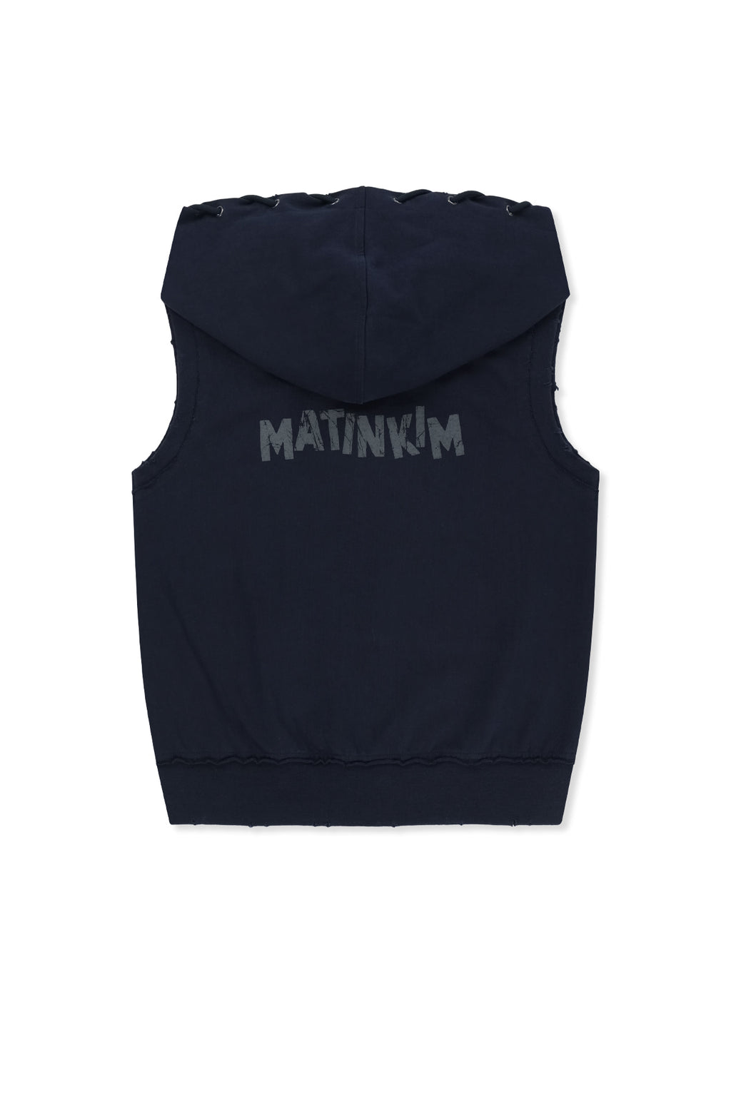 Matin Kim - Back Logo Jersey Hood Vest (Navy) product image 2 | TRAB K-Fashion Australia