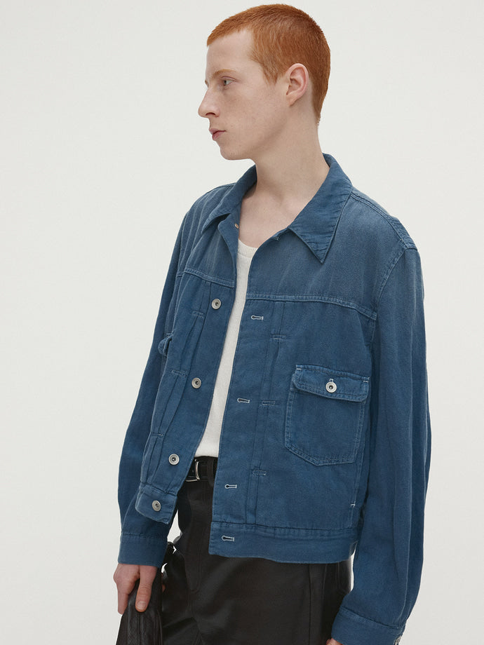 Tonywack - Cotton Linen Garment-Dyed Trucker Jacket (Faded Blue) product image 5 | TRAB K-Fashion Australia