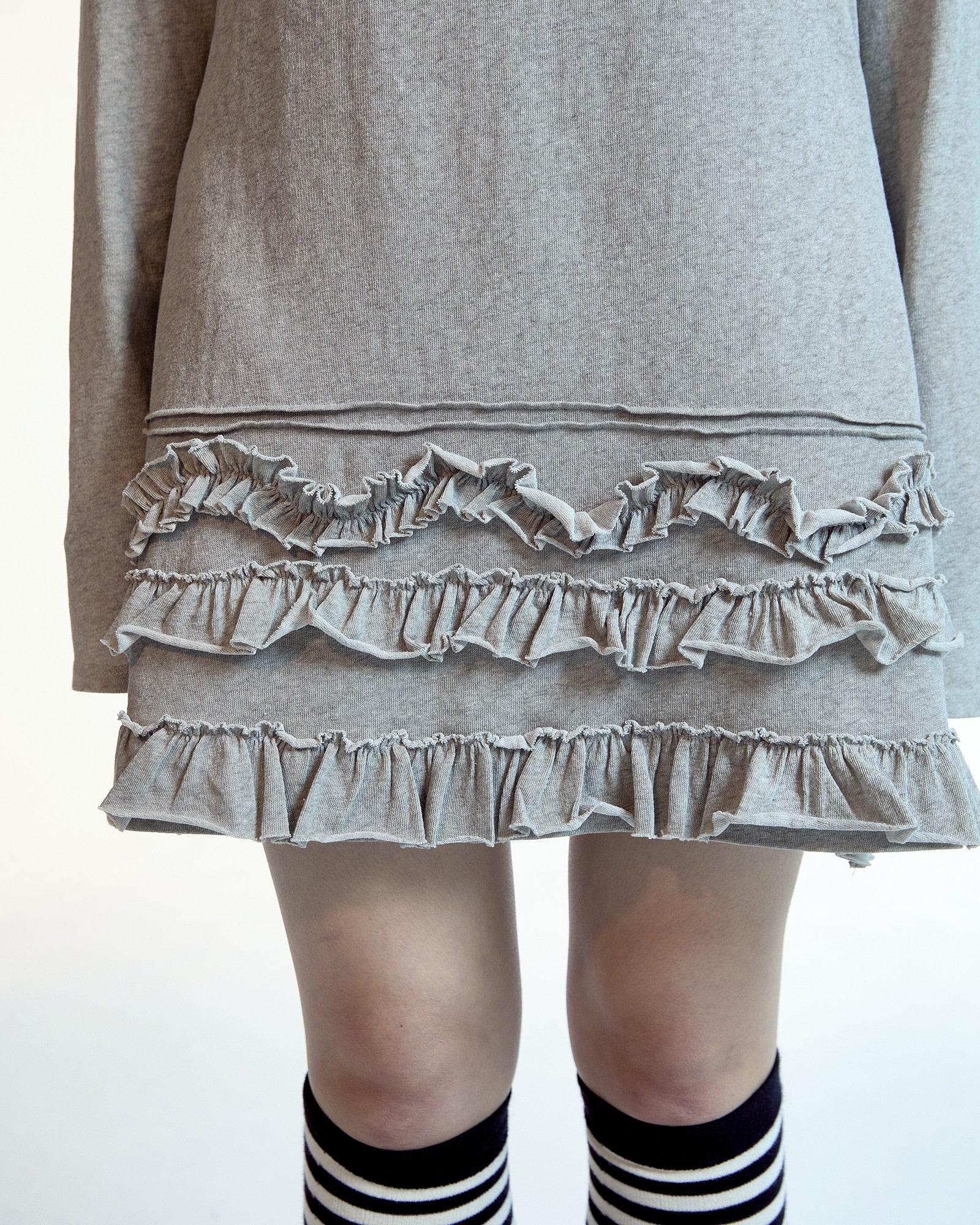 Coyseio - Bottom Multiple Frill Dress (Light Grey) product image 3 | TRAB K-Fashion Australia
