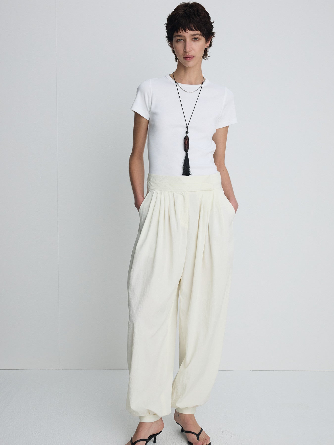 Tonywack - Ribbed Half Sleeve T-Shirts (White) product image 4 | TRAB K-Fashion Australia