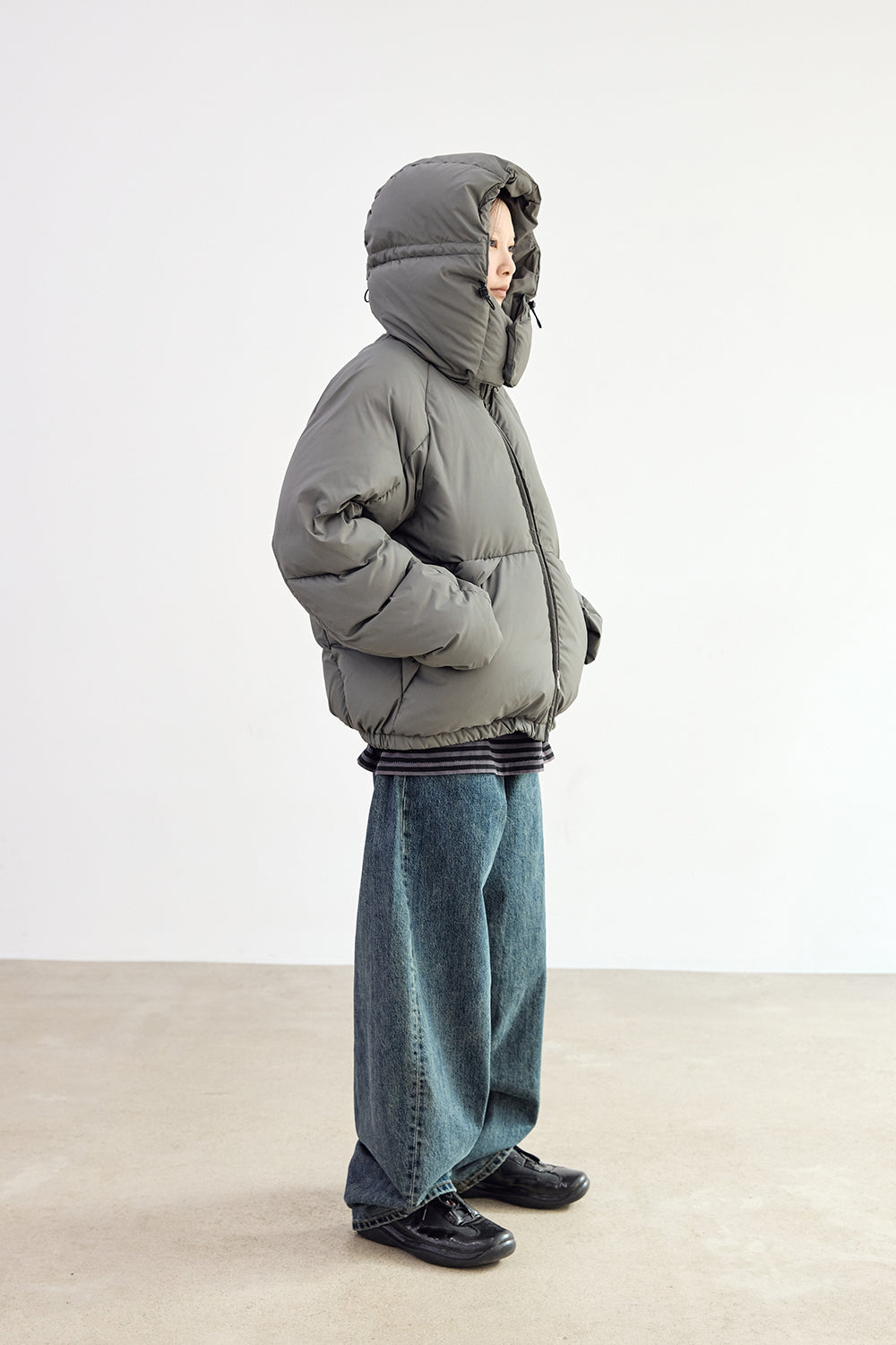 Hatchingroom - Heavy Goose Down Puffer Jacket Olive (Grey) product image 8 | TRAB K-Fashion Australia