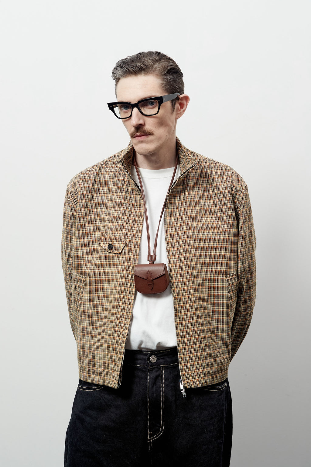 Stu - High Neck Crop Check Jacket Orange (Brown) product image 16 | TRAB K-Fashion Australia