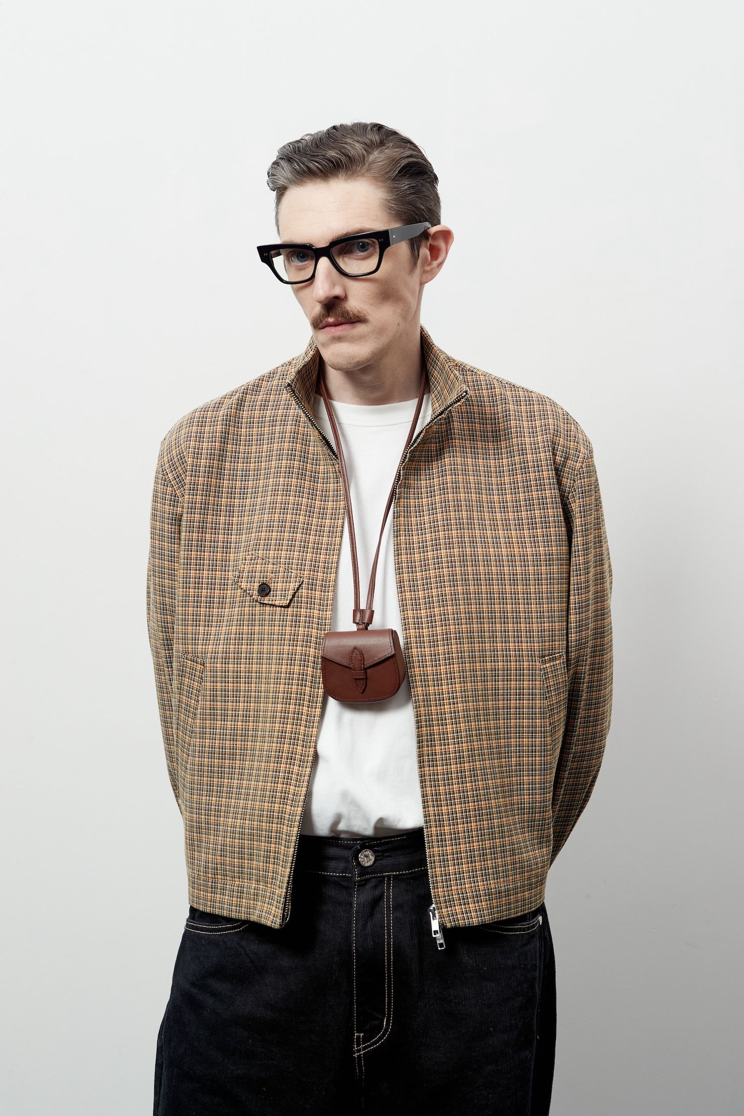 Stu - High Neck Crop Check Jacket Orange (Brown) product image 16 | TRAB K-Fashion Australia