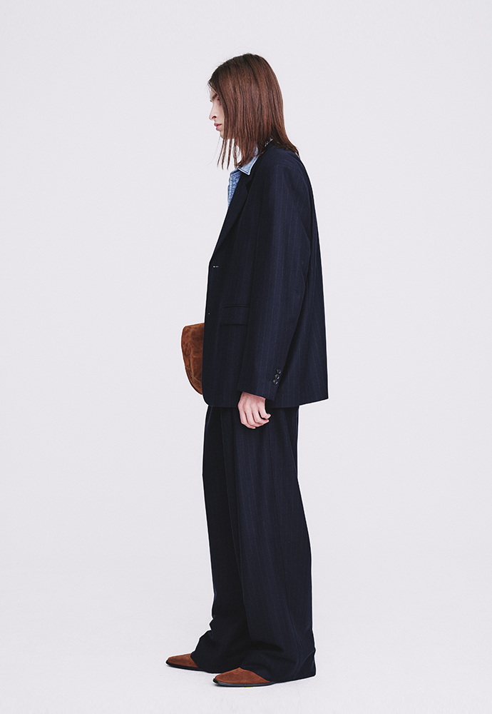 Tonywack - Virgin Wool Oversized Blazer (D.Navy Pinstripe) product image 2 | TRAB K-Fashion Australia