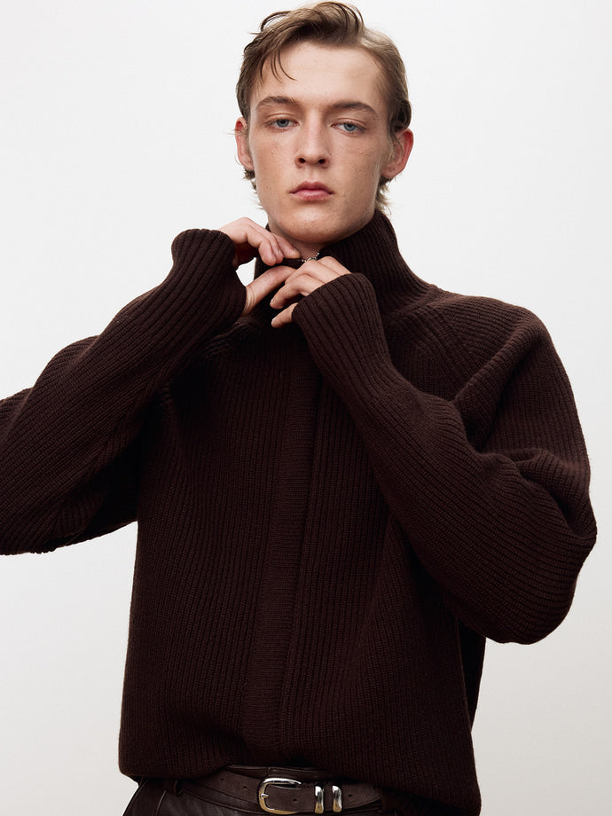 Tonywack - Super Fine Merino Wool Placket Zip-Up Knit (Dark Brown) product image 5 | TRAB K-Fashion Australia