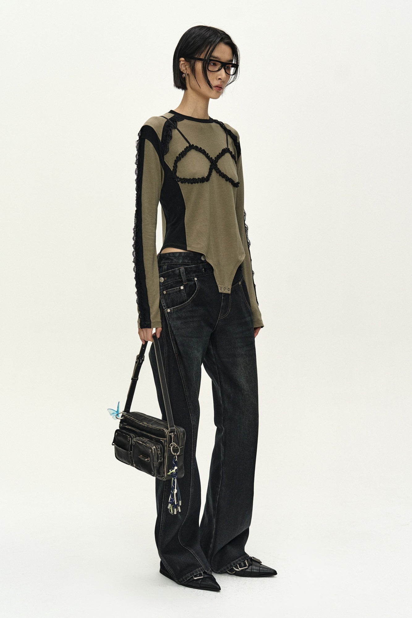 Andersson Bell - Strap Detail Long Sleeve Bodysuit (khaki) (Khaki) product image 2 | TRAB K-Fashion Australia