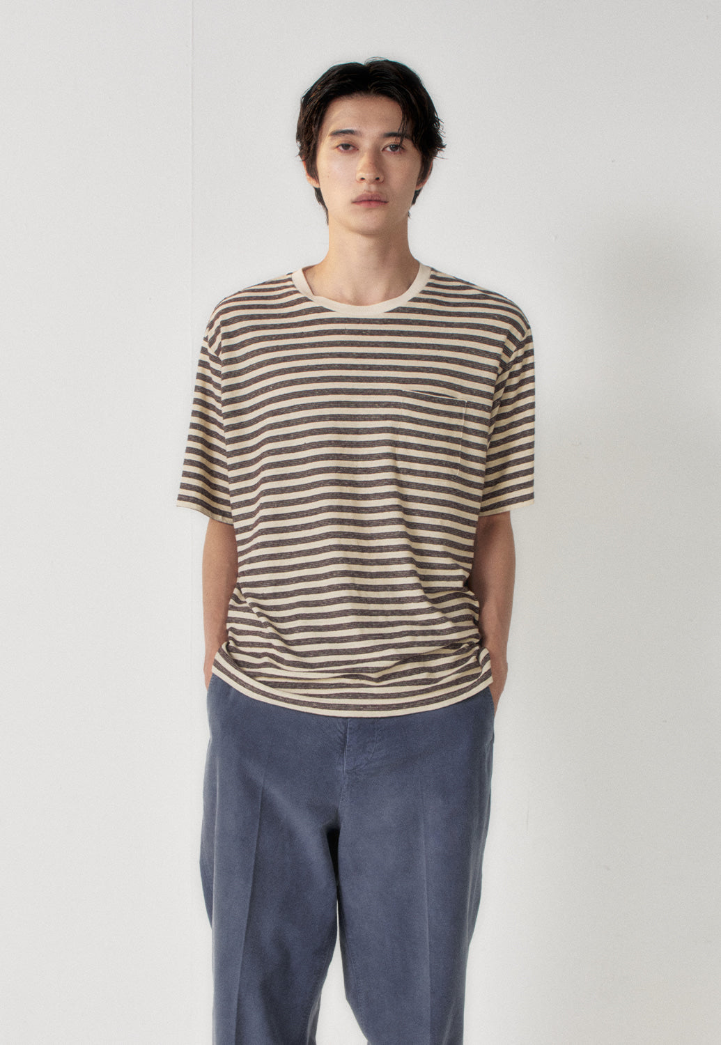 Art if acts - Linen Stripe Pocket Tee (Oatmeal) product image 4 | TRAB K-Fashion Australia
