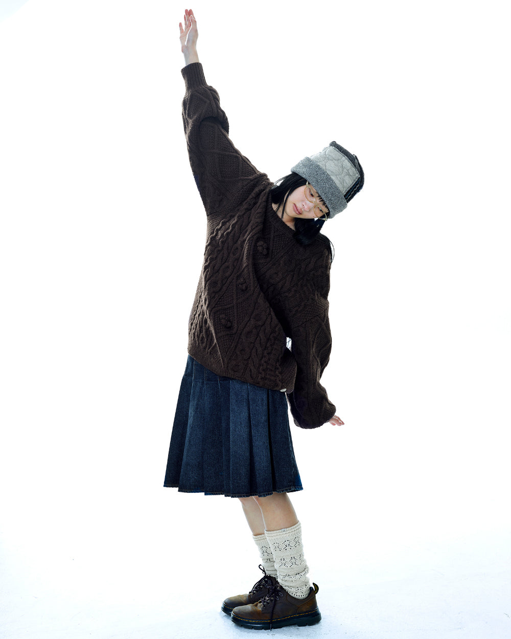 Coyseio - Pompom Cable Knit (Brown) product image 7 | TRAB K-Fashion Australia