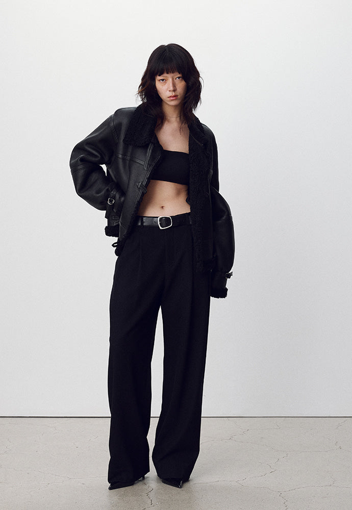 Tonywack - Virgin Wool Double-Pleats Wide Trousers (Black) product image 5 | TRAB K-Fashion Australia