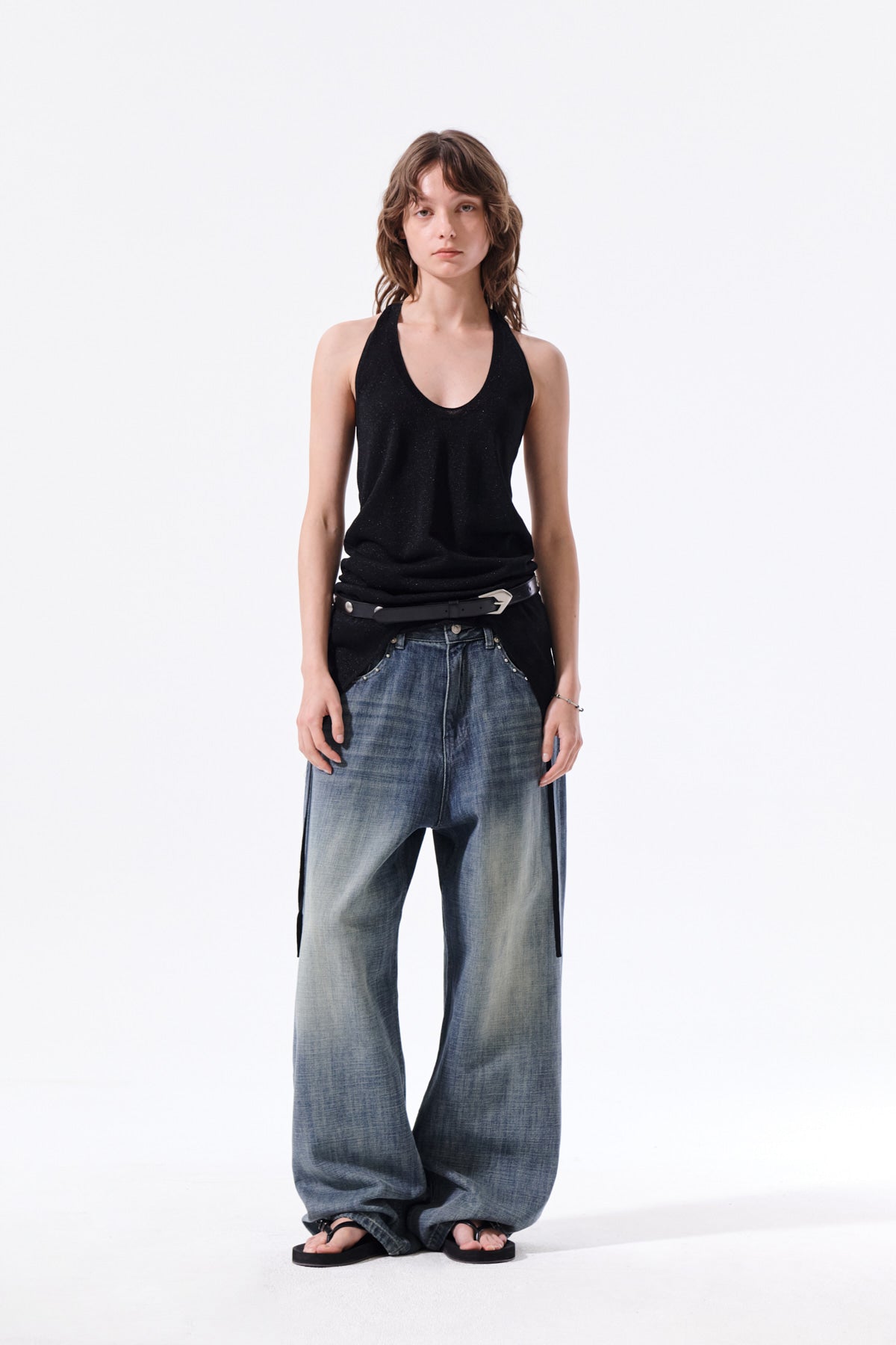 Matin Kim - Layered Tie Halter Neck Knit Top (Black) product image 15 | TRAB K-Fashion Australia