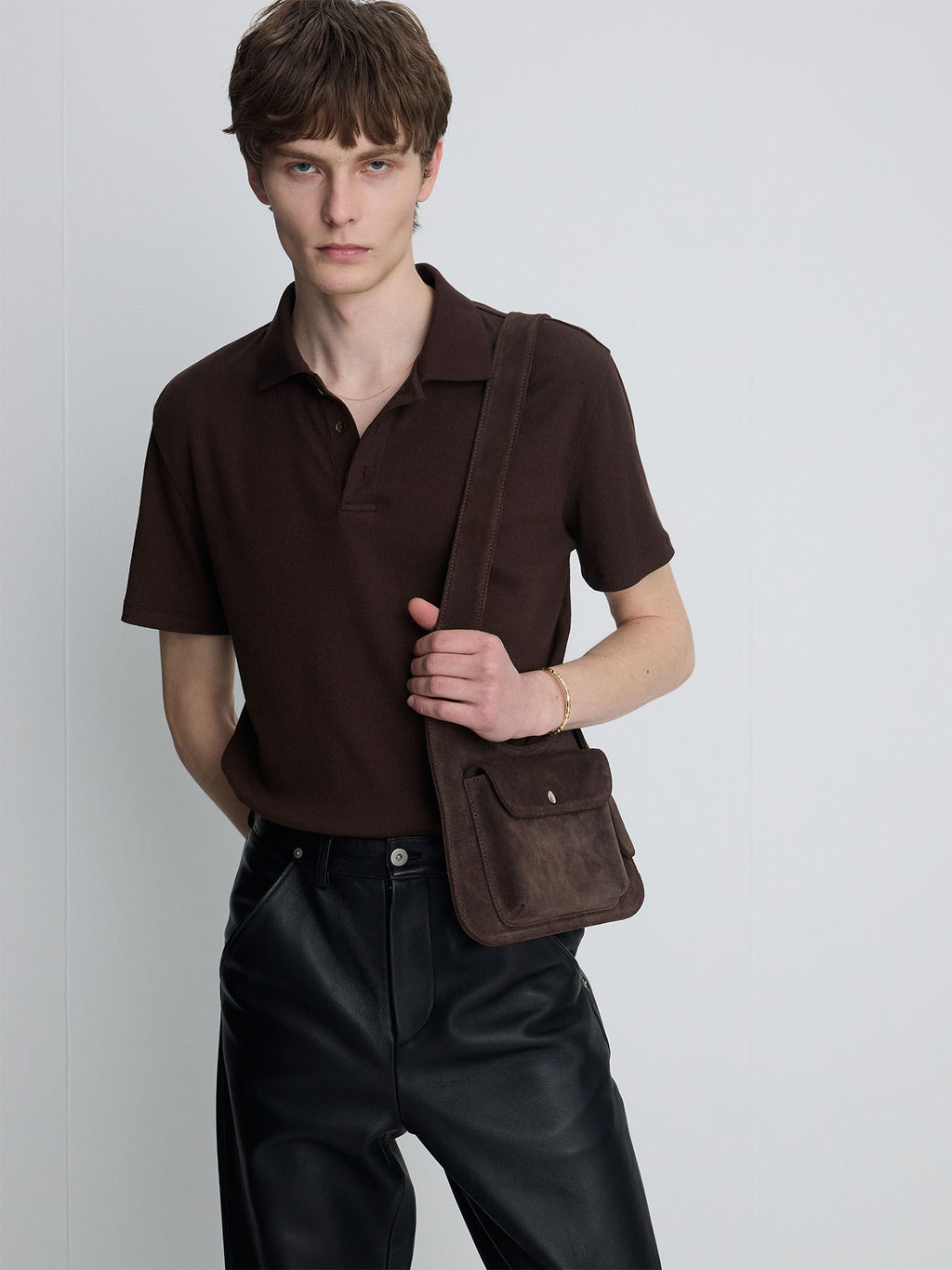 Tonywack - Soft Ribbed Polo Shirt (Brown) product image 5 | TRAB K-Fashion Australia