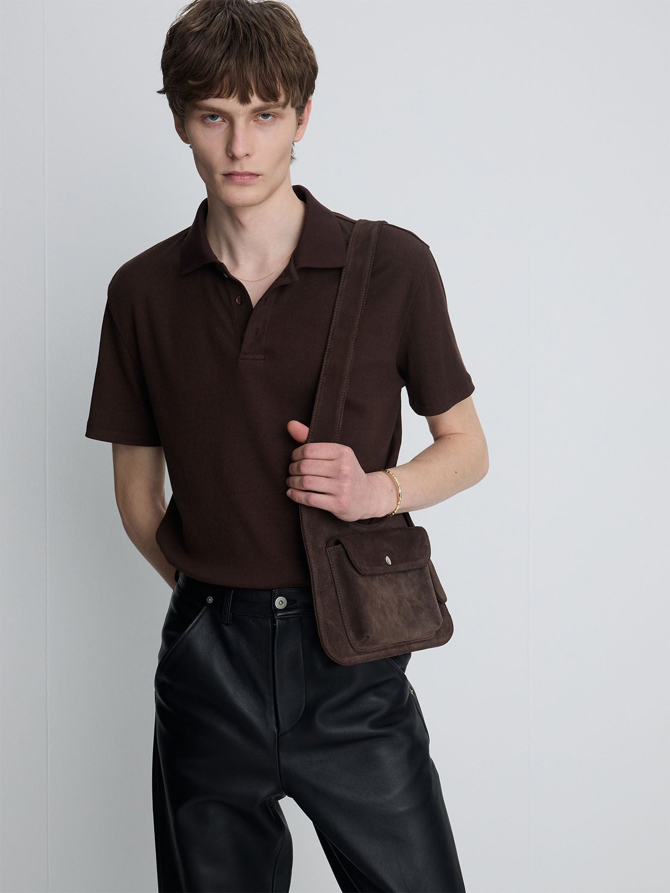 Tonywack - Soft Ribbed Polo Shirt (Brown) product image 5 | TRAB K-Fashion Australia