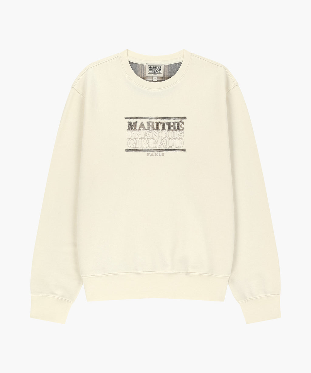 Marithe & Francois Girbaud - Classic Logo Check Applique Sweatshirt (Ivory) product image 5 | TRAB K-Fashion Australia