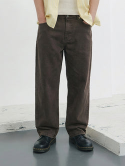 Kijun - Garment Dyed Classic Pants (Charcoal Brown) product image 1 | TRAB K-Fashion Australia