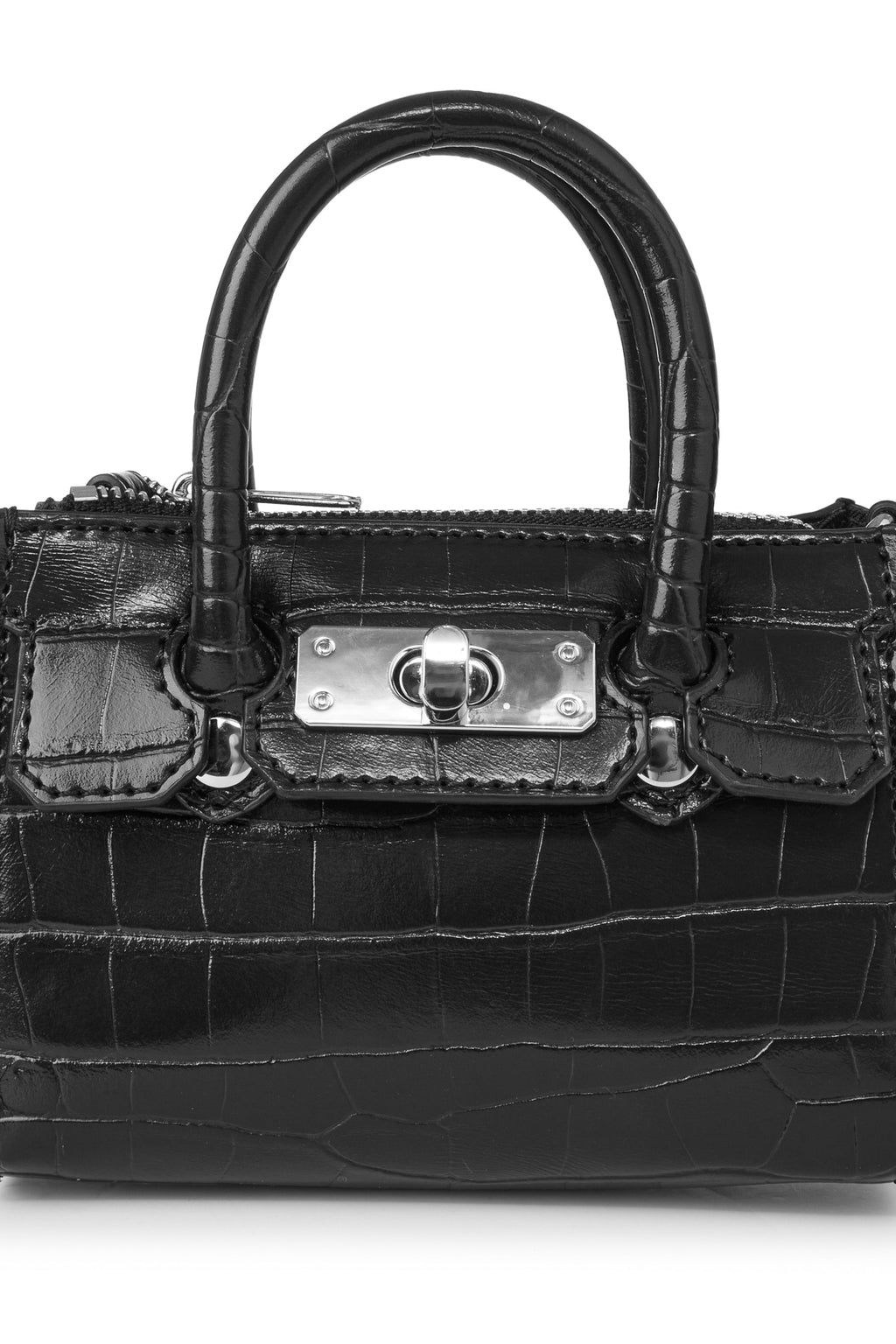 Deinet - Crocodile Pattern Chain Mini Bag (Black) product image 5 | TRAB K-Fashion Australia