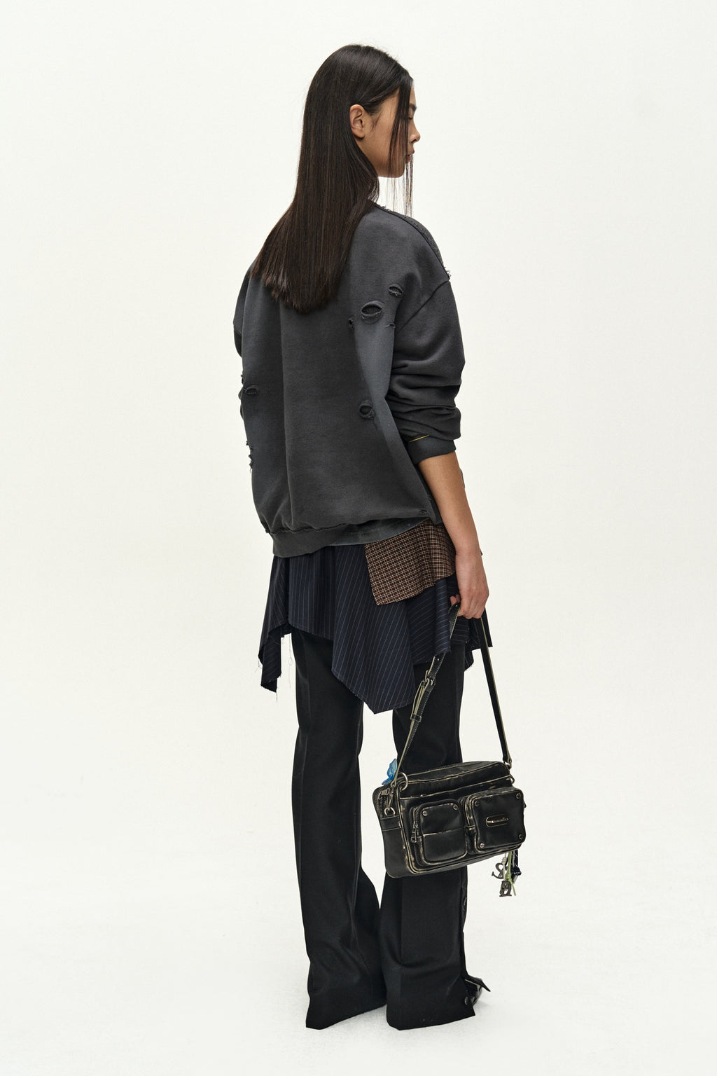 Andersson Bell - Asymmetric Wrap Skirt-Layered Bootcut Trousers (navy/black) (Navy/Black) product image 9 | TRAB K-Fashion Australia