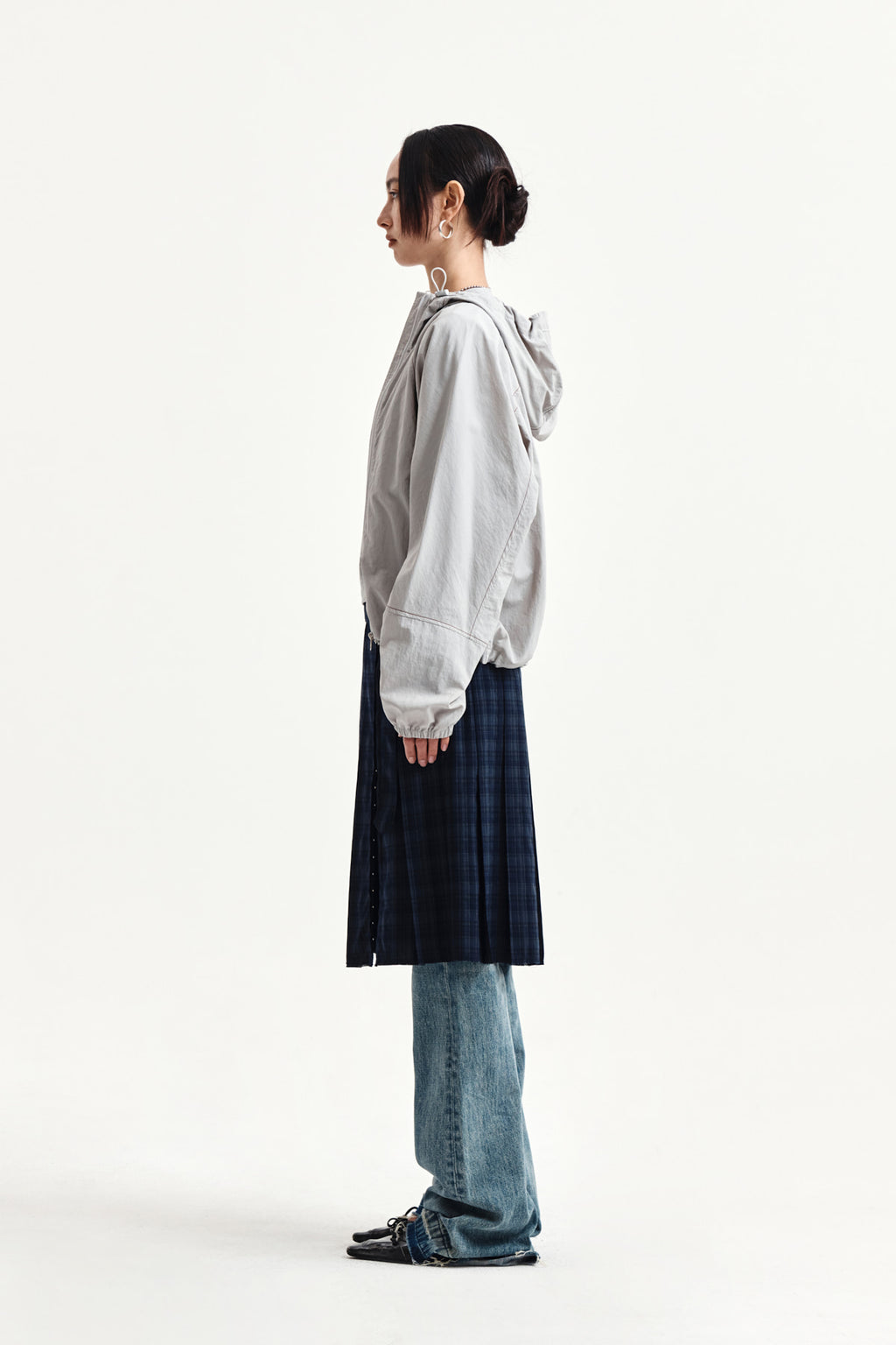 Matin Kim - Cropped Back Logo Hoody Wind Breaker (Light Beige) product image 7 | TRAB K-Fashion Australia