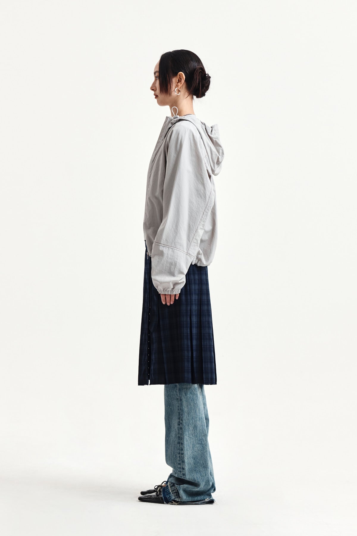 Matin Kim - Cropped Back Logo Hoody Wind Breaker (Light Beige) product image 7 | TRAB K-Fashion Australia