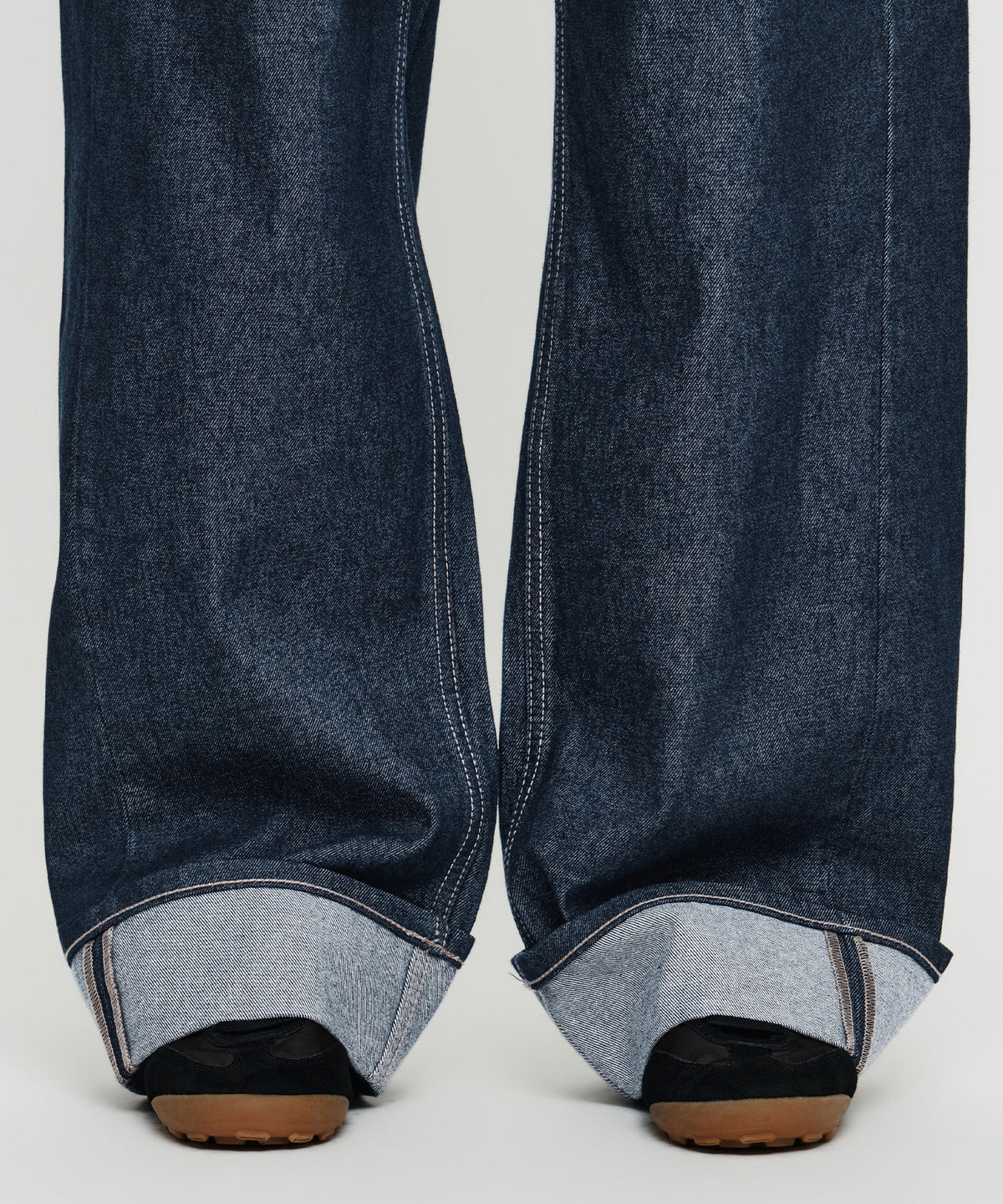 Marithe & Francois Girbaud - [Pre-order – Ships 7 Oct] Semi-wide Turn Up Denim Pants (Indigo) product image 3 | TRAB K-Fashion Australia