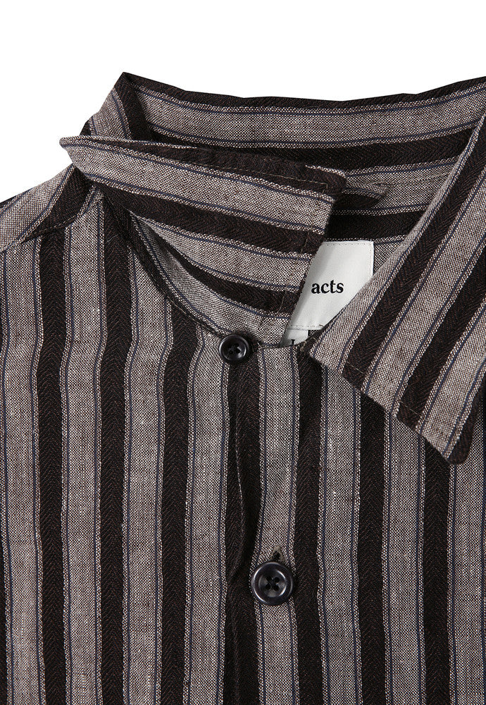 Art if acts - Linen Stripe Camp Half Shirt (Wood) product image 14 | TRAB K-Fashion Australia