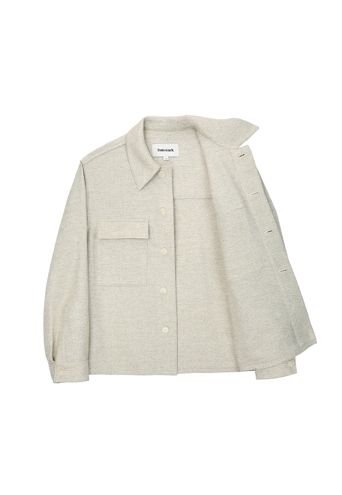 Tonywack - Wool And Lyocell Natural Tweed Shirt Jacket (Sage Beige) product image 6 | TRAB K-Fashion Australia