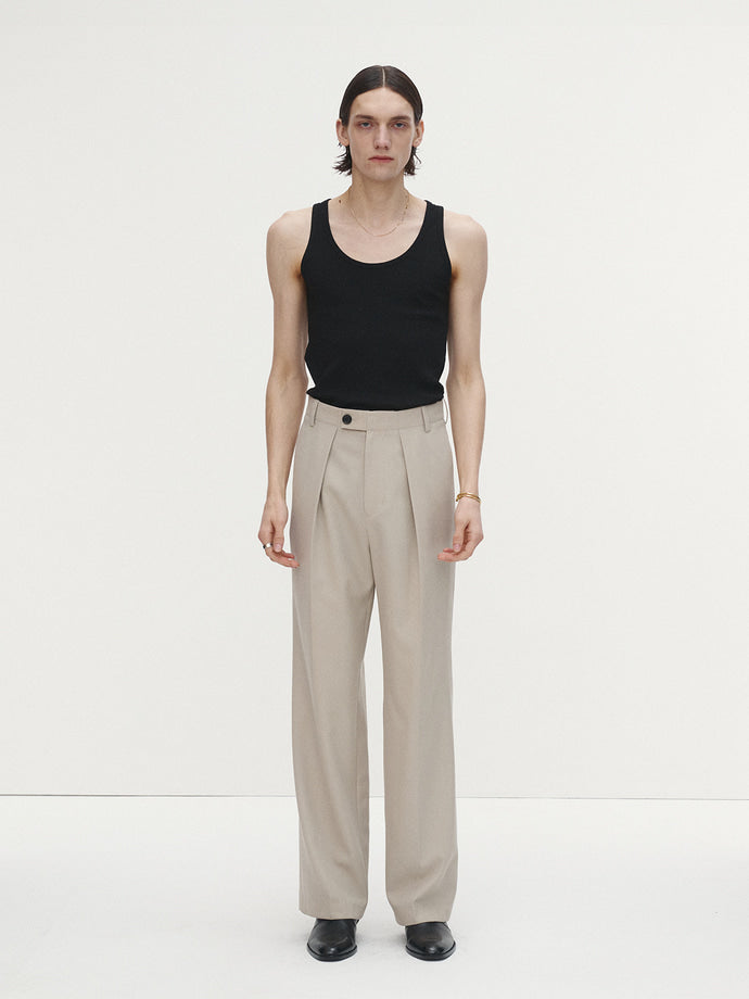 Tonywack - Wool Twill Pleated Tailored Trousers (Ivory) product image 1 | TRAB K-Fashion Australia