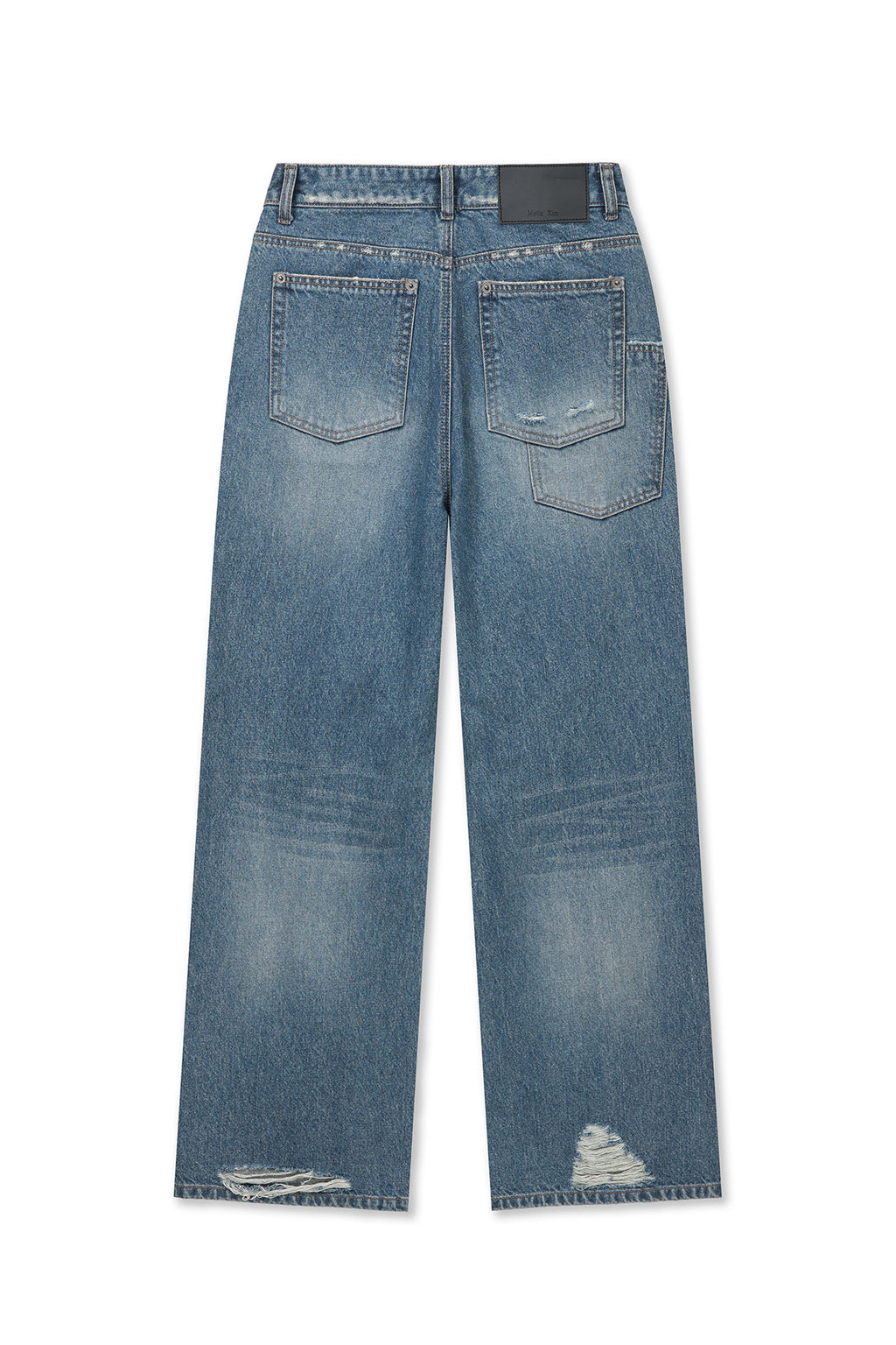 Matin Kim - Back Pocket Patch Destroyed Denim Pants (Blue) product image 2 | TRAB K-Fashion Australia