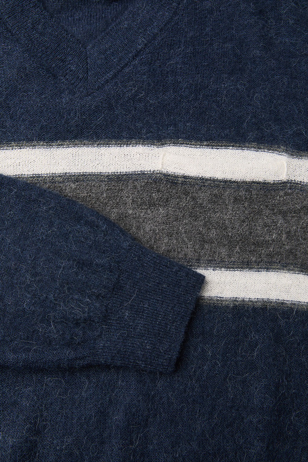 Coor - Alpaca Blend Striped V-Neck Sweater (Navy) product image 6 | TRAB K-Fashion Australia