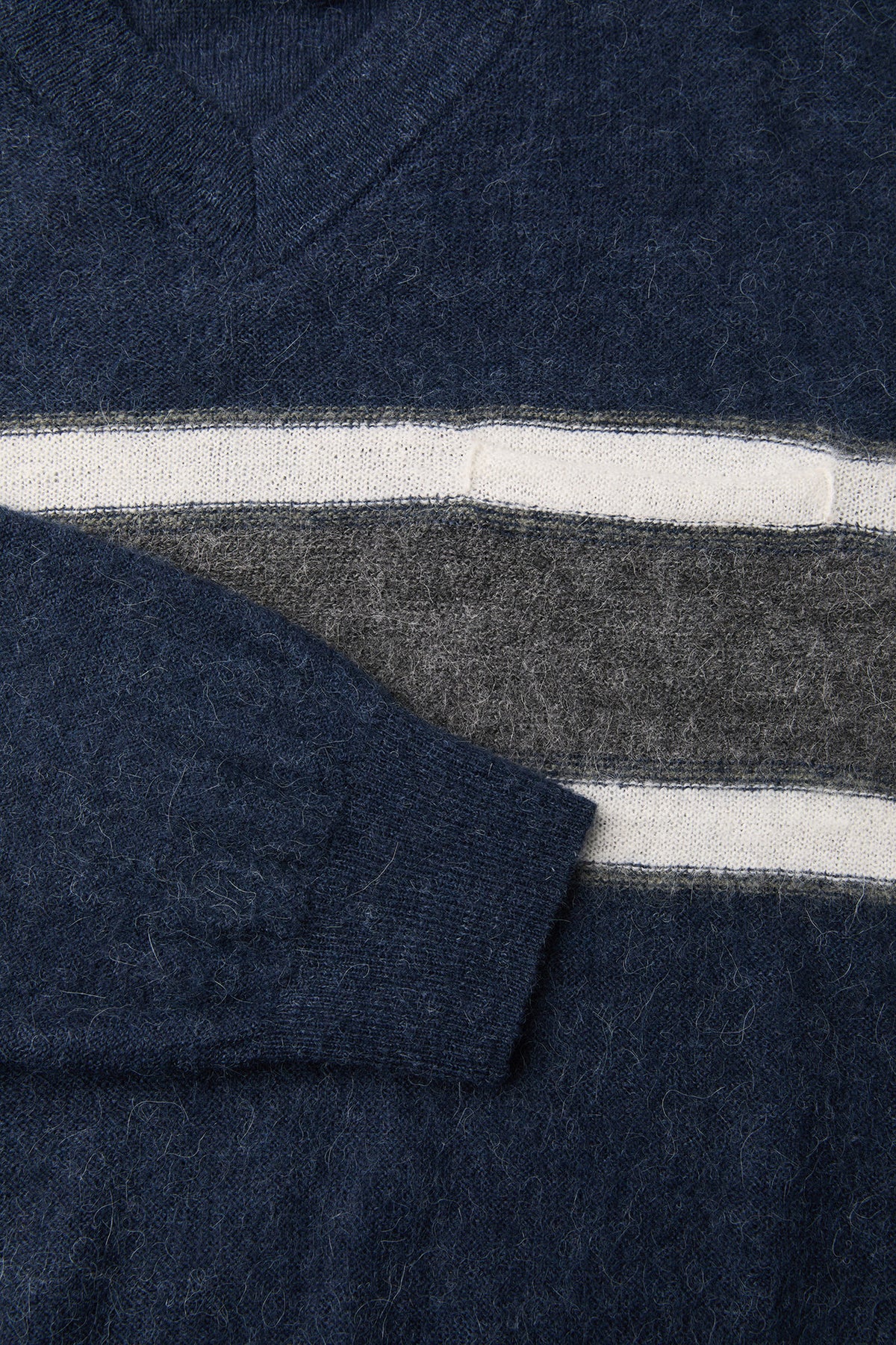 Coor - Alpaca Blend Striped V-Neck Sweater (Navy) product image 6 | TRAB K-Fashion Australia