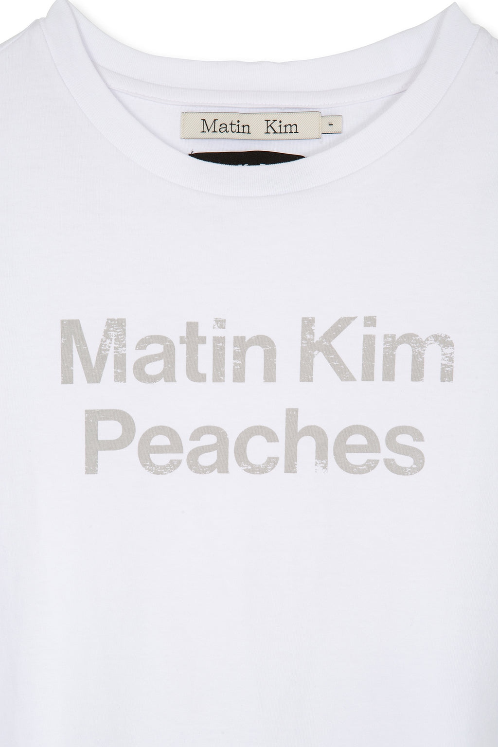 Matin Kim - Peaches Logo Graphic Crop Top (White) product image 5 | TRAB K-Fashion Australia