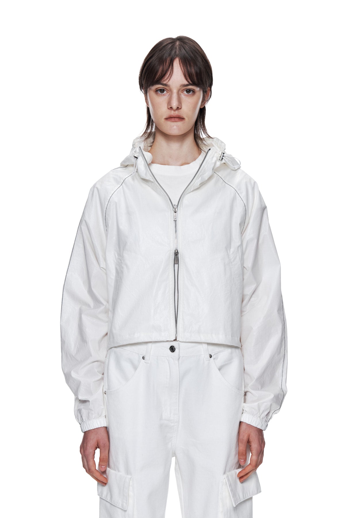 Matin Kim - [Pre-Order – Ships July 9] Matin Crop Hoody Coating Jumper (Ivory) product image 5 | TRAB K-Fashion Australia