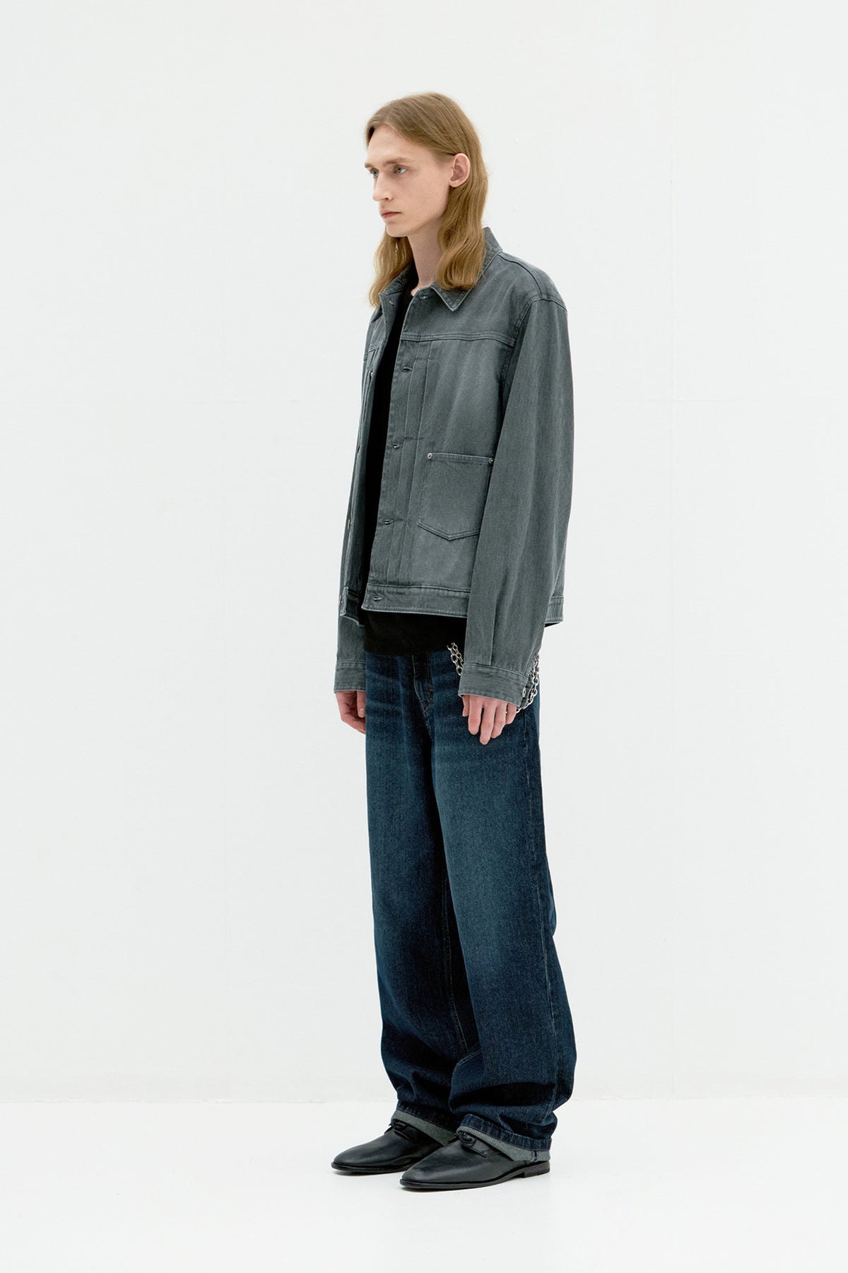 Coor - Type 1 Rib Texture Trucker Jacket (Washed Gray) product image 3 | TRAB K-Fashion Australia